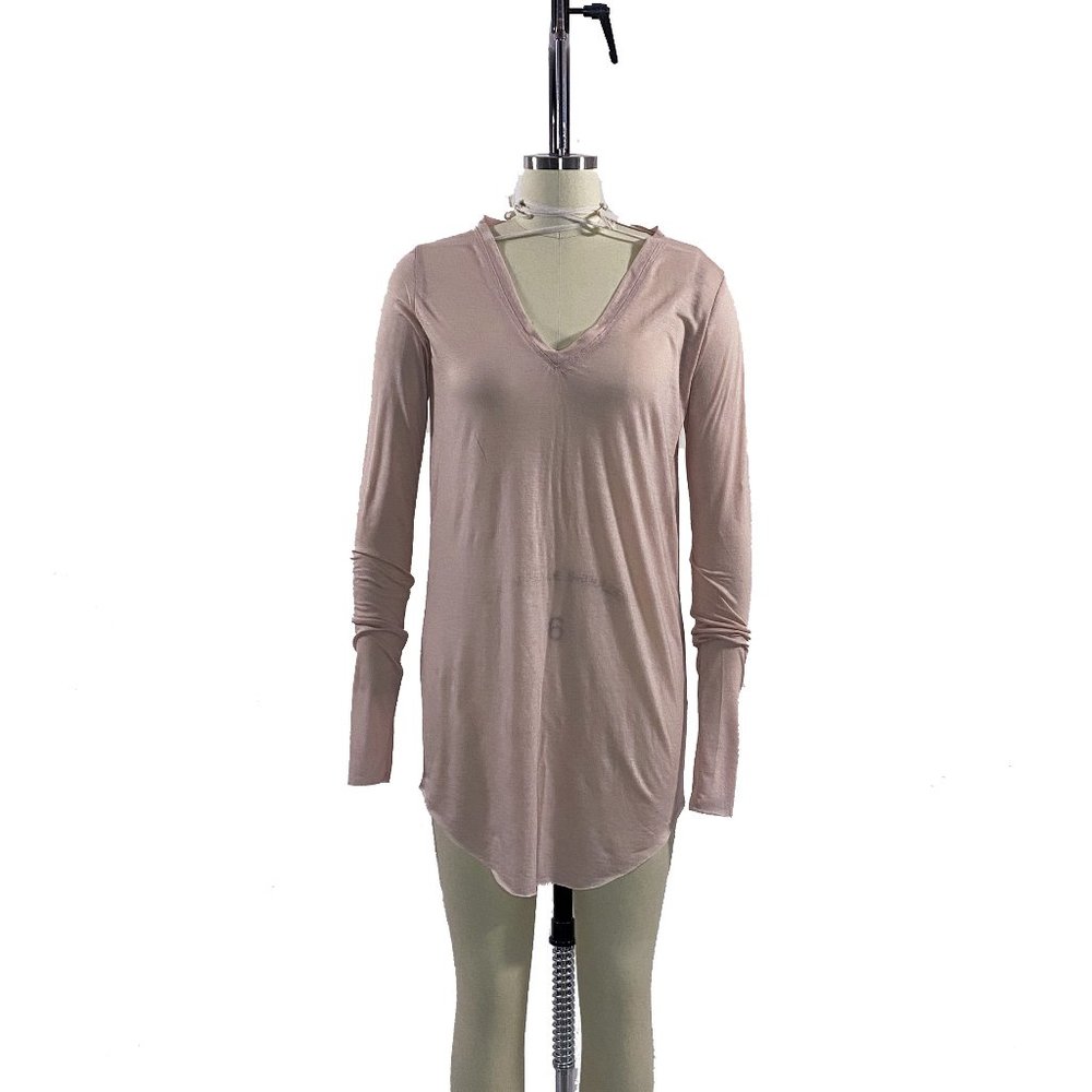 Fawn V-Neck Long Sleeve Basic Unisex Tee
